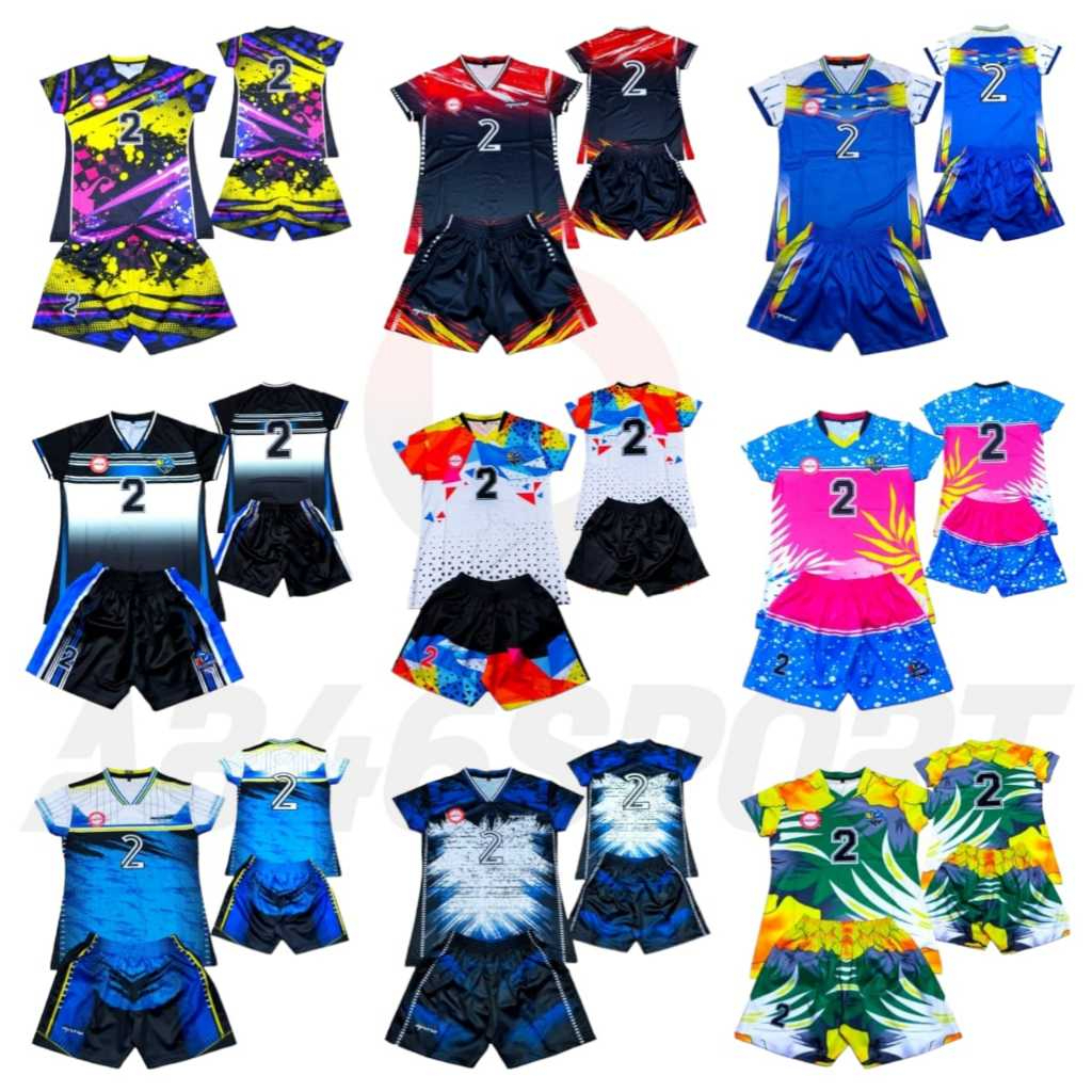 Stelan Jersey Voli Putri Fullprinting Baju Voli Volly Setelan Cewe Fullprint