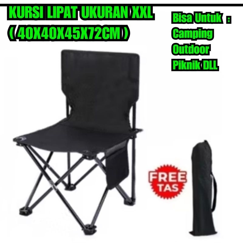 Kursi Lipat XXXL Speed Kursi Camping hitam Polos Kursi outdoor Kursi portable