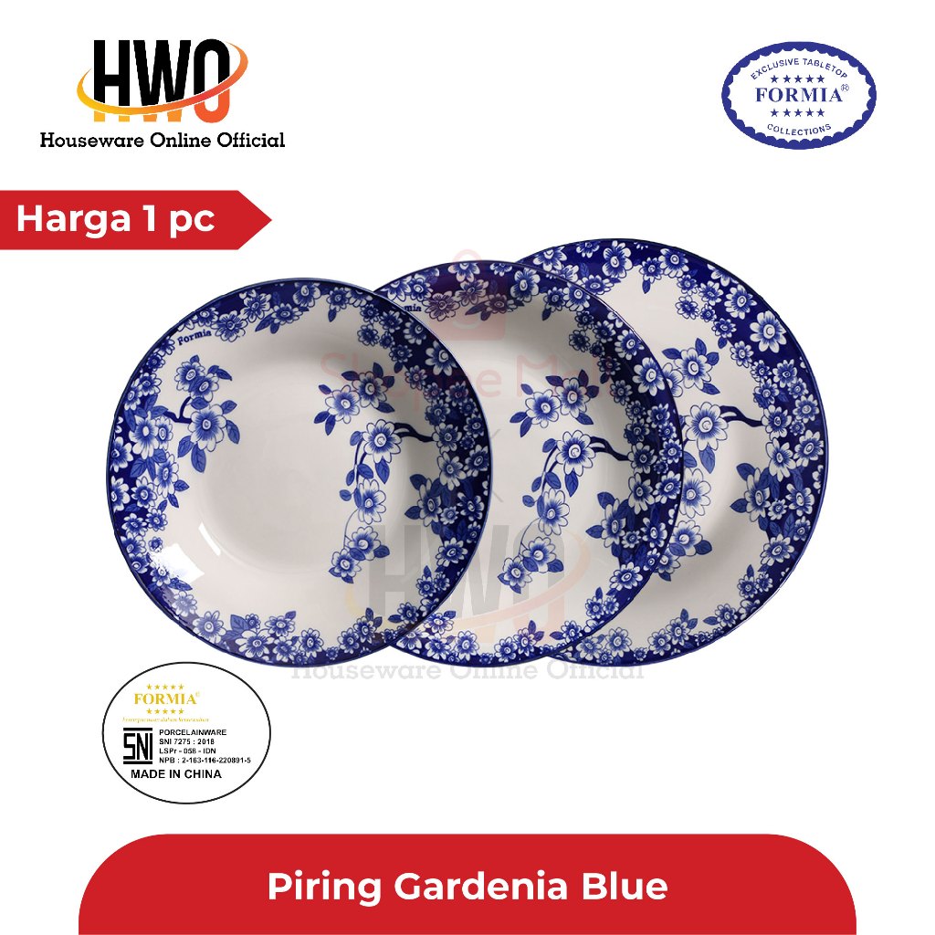 Formia Piring Keramik Gardenia Blue