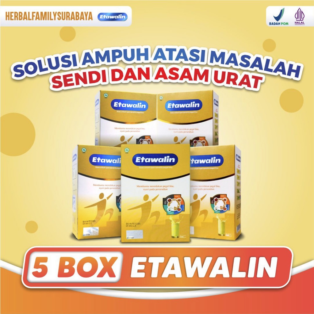 

ETAWALIN 5 Box Solusi Masalah Tulang & Sendi Cegah Osteoporosis Nyeri Lutut Asam Urat Rematik