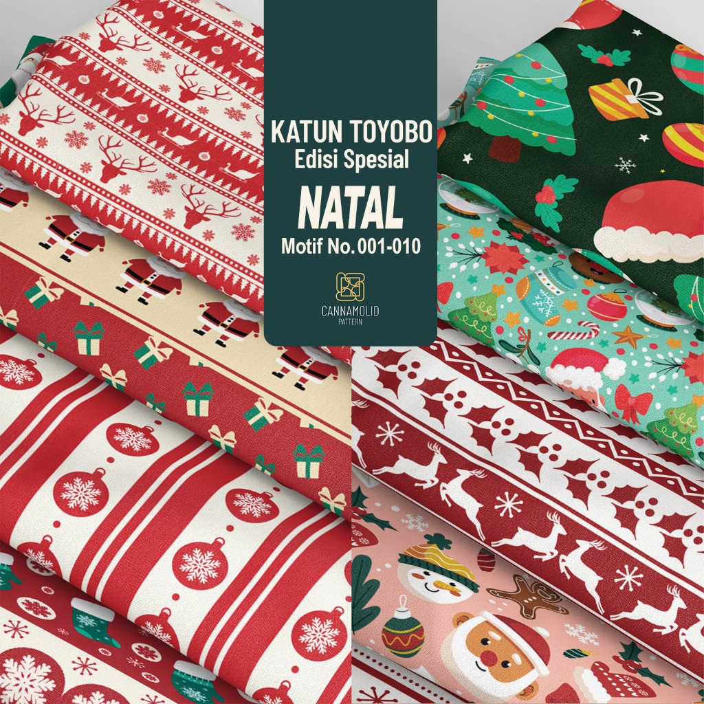 Kain Katun Toyobo Motif CHRISTMAS | Lebar 145cm | NATAL 1-10