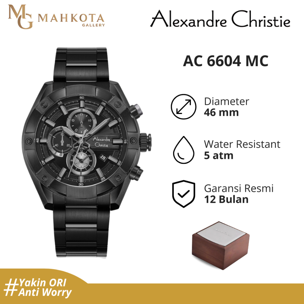 Jam Tangan Pria Alexandre Christie AC 6604 MC Chronograph Aktif Original dan Bergaransi