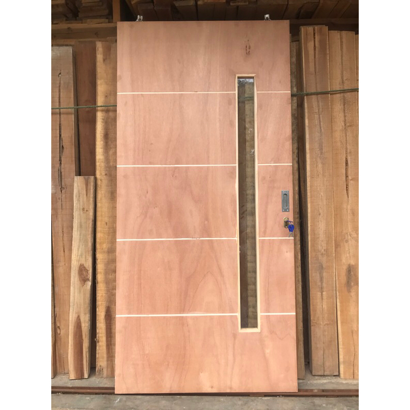 PINTU SLEDING GESER KAYU TRIPLEK + KACA POLOS