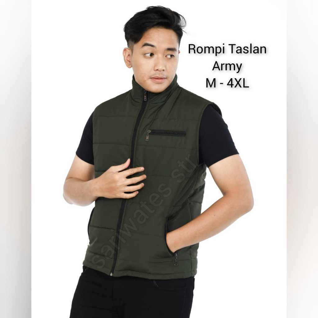 Rompi Jumbo Pria Wanita Taslan Vest Bigsize Jaket Gelembung Puffer Army XXL XXXL XXXXL 3XL 4XL