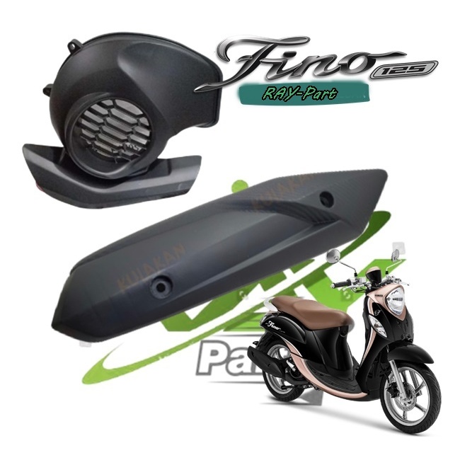 Paket cover tutup knalpot + tutup kipas standart hitam  Fino 125,X-Ride 125