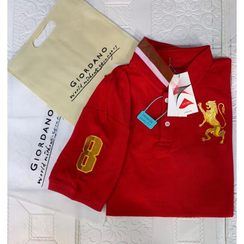 Kaos polo shirt GIORDANO Pria kerah  3D lion/ Kaos Kerah Pria Dewasa / Size M-L-XL-XXL