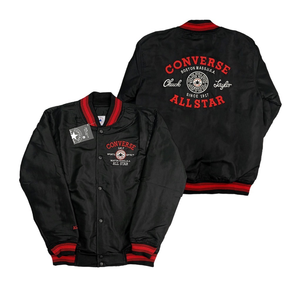 Jaket Varsity Bomber Converse Hitam Jacket Baseball Pria Wanita  Original