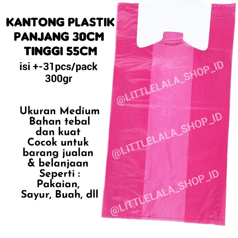 Kantong Plastik Besar 30cmx55cm warna Pink/panjang 30 tinggi 55 kantong belanja/shopping bag/kresek/