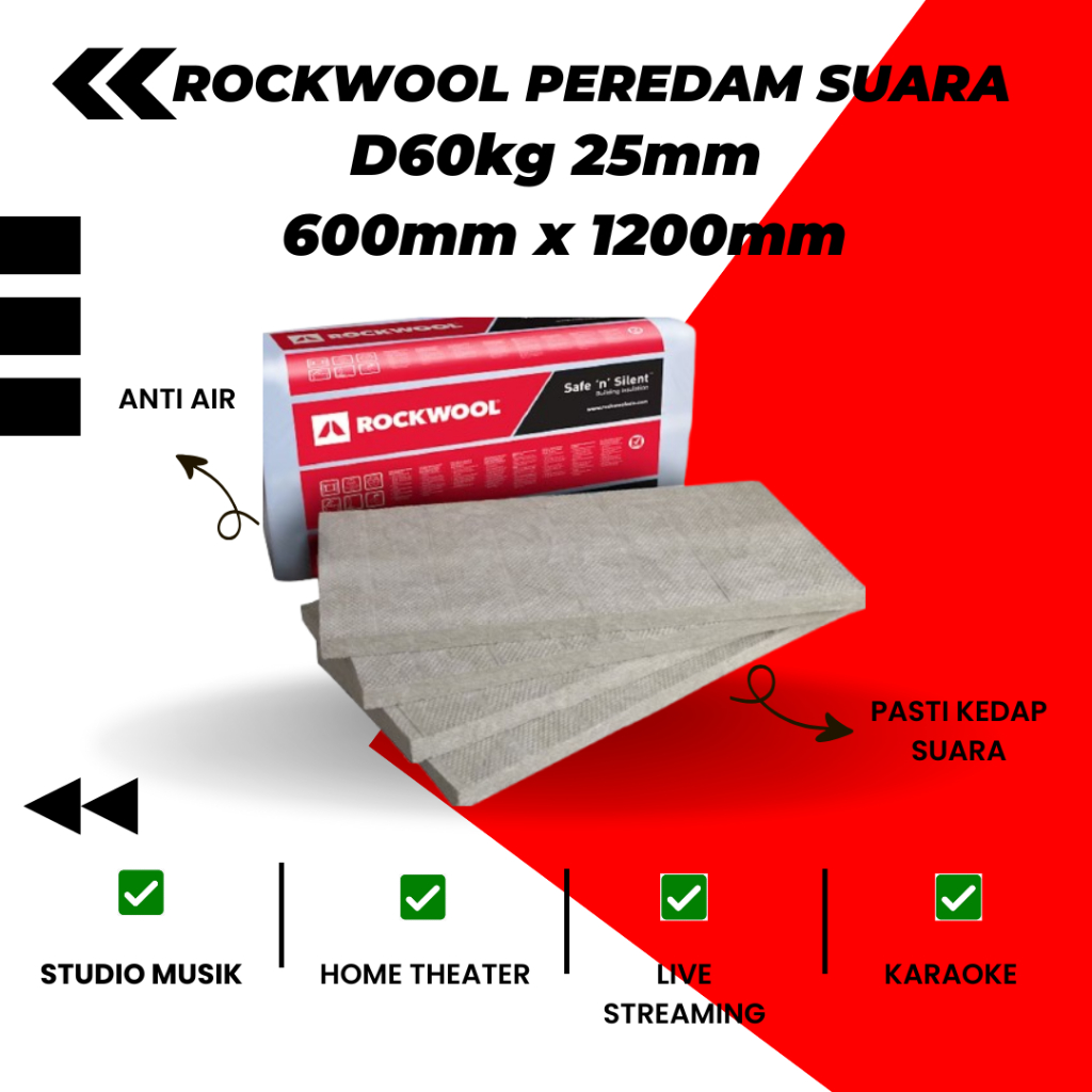 ROCKWOOL D60KG 25MM PACK (12 PCS) PEREDAM SUARA | ROCKWOOL PEREDAM PANAS | ROCKWOOL MALAYSIA IMPORT