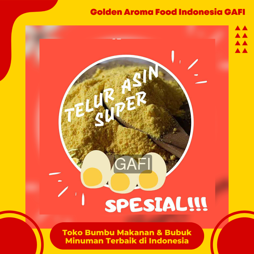 

GAFI Food Bumbu Tabur Rasa Telur Asin Super 1 kg Enak Murah Lezat Halal, Super Salteg Egg Seasoning Powder 1kg