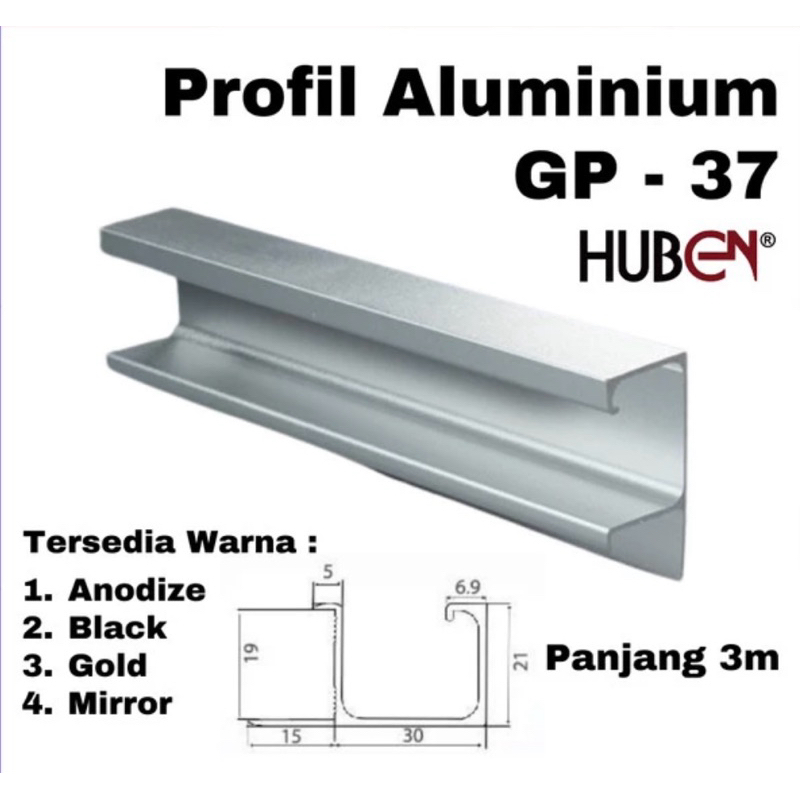 HUBEN Profil Frame Handle Alumunium Aluminium GP 37
