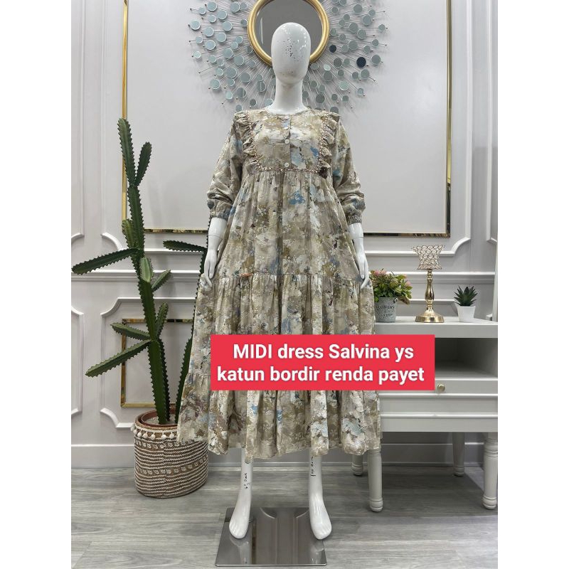 MIDI dress Salvina ys katun bordir renda payet