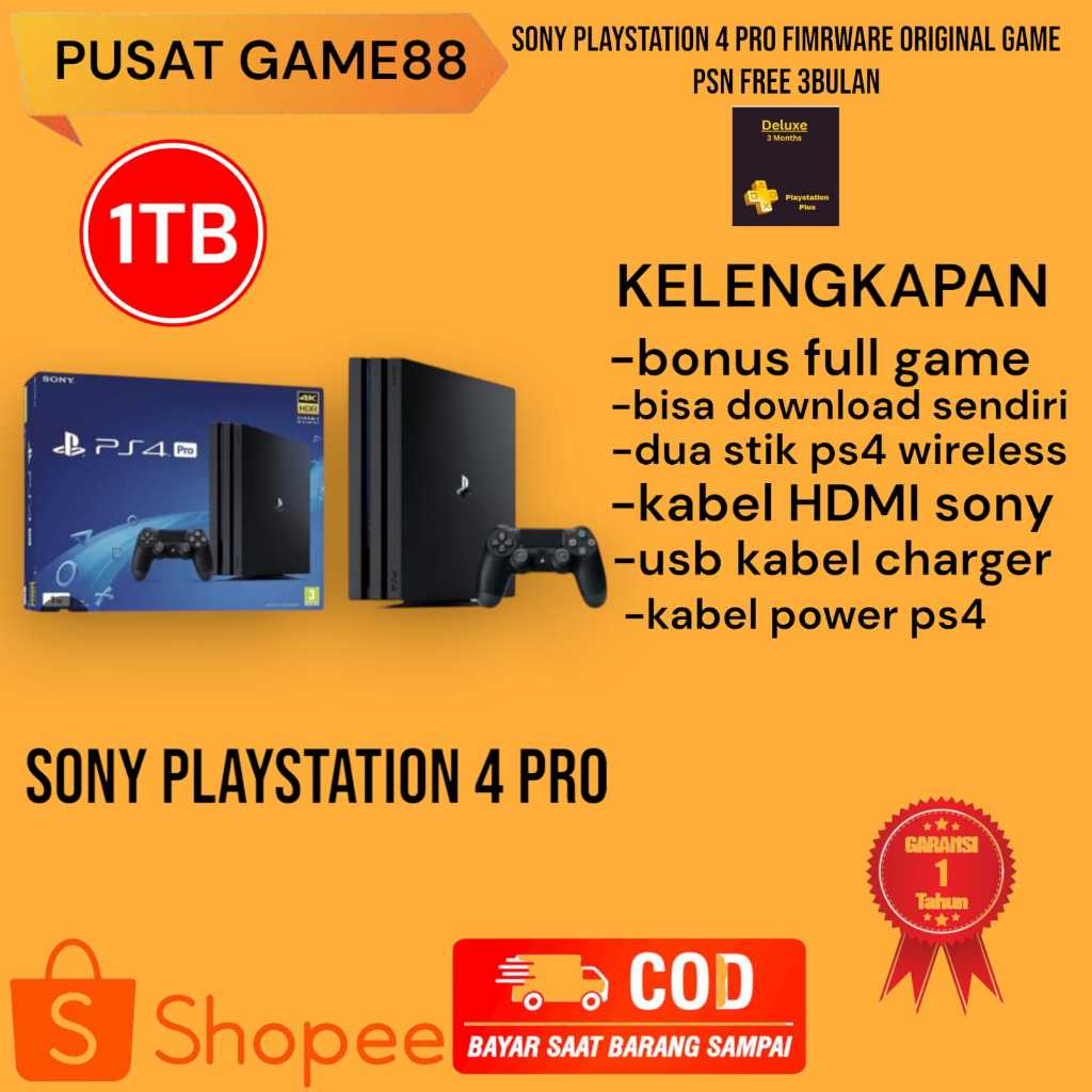 SONY PLAYSTATION PS4 PRO 1 TB  GAME ONLINE/OFFLINE   GAME  PSN FREE 3 BULAN (FULL GAME)
