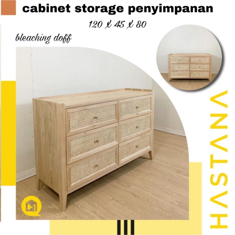 bufet laci nakas laci 6 drawer kayu jati minimalis meja storage meja laci 6 meja laci rotan