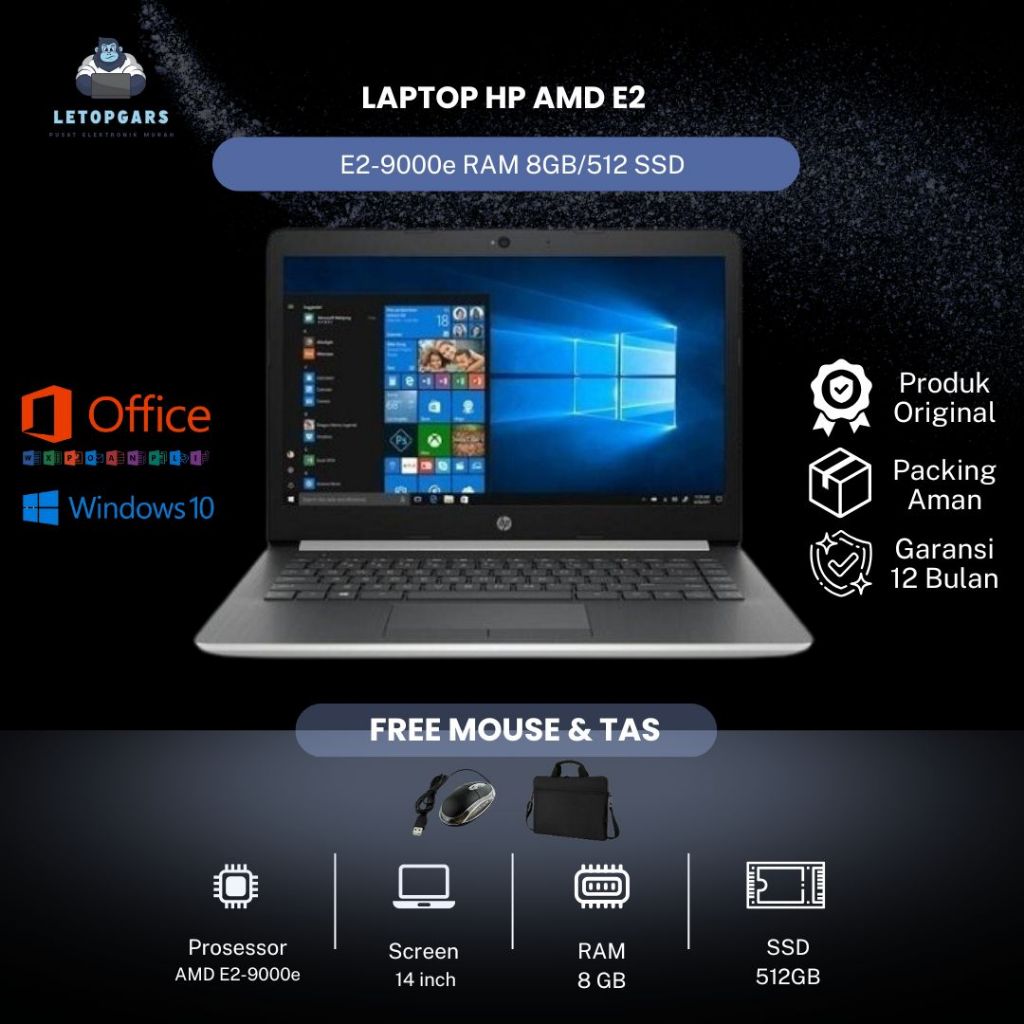 LAPTOP HP AMD E2 RAM 8GB/512 SSD