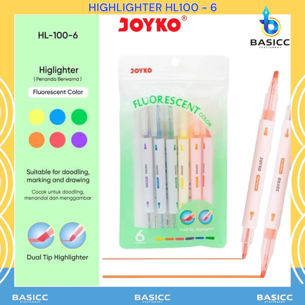 

Joyko Penanda Berwarna Highlighter HL 100-6 | @1Set