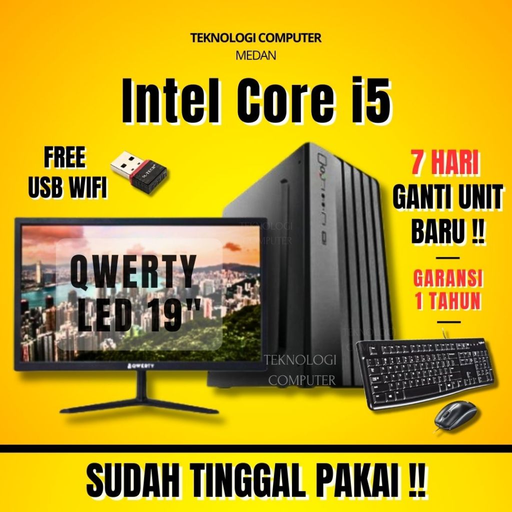 Core i5 ‖ Full Set 19" Qwerty ‖ Komputer Kantor Admin Sekolah ‖ CPU PC Rakitan