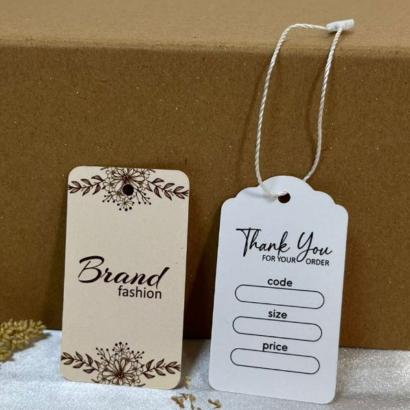 

(100pcs) hangtag, hangtag 260gsm, cap merek, label hangtag custom, tag label, merek pakaian, label hangtag menggantung
