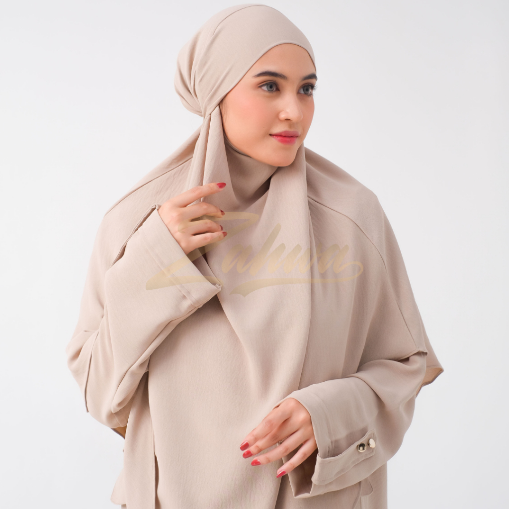 Zahwa Official - Khadijah French Khimar Instant Hijab Khimar Premium Linen Lineca Jilbab kerudung