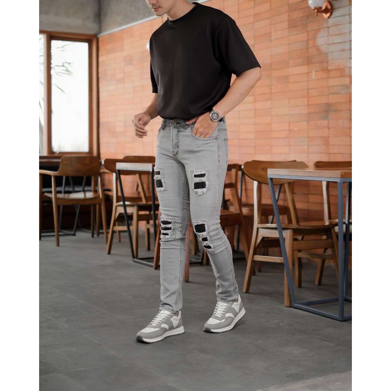 CELANA JEANS PRIA Light Gray rucas terbaru