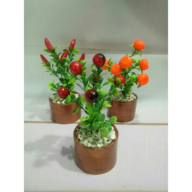 Bunga plastik Pajangan Bunga Artifisial Buah Plastik Imitasi Vas Petak Pohon Buah PBP11