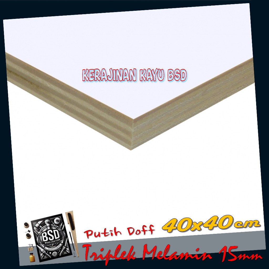 Triplek Putih 15mm 40x40 cm Triplek Melamin Putih Doff 1 Muka 40 x 40 cm