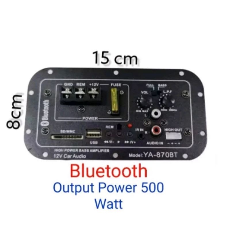 Power Kit Aktif Audio Mobil YA-870BT Bluetooth, Usb,SD/MMC High Power Bass Amplifier