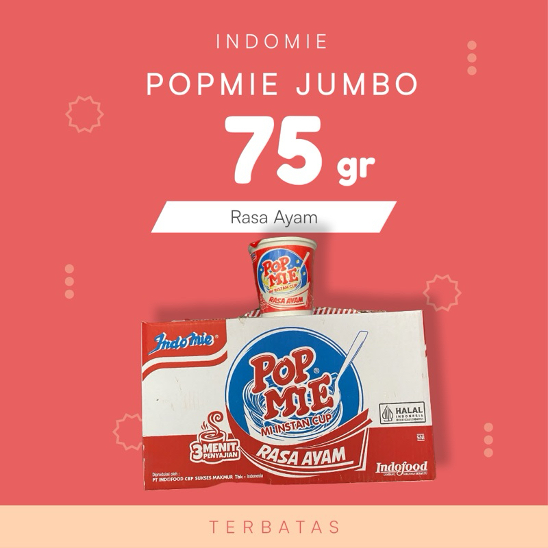 

POP MIE AYAM JUMBO RASA AYAM 1 Dus ISI 24pcs