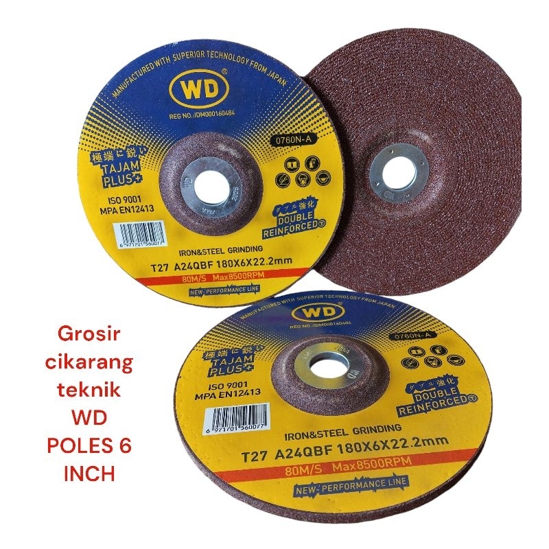 Mata batu Gerinda poles WD 7 inch Grinding wheel