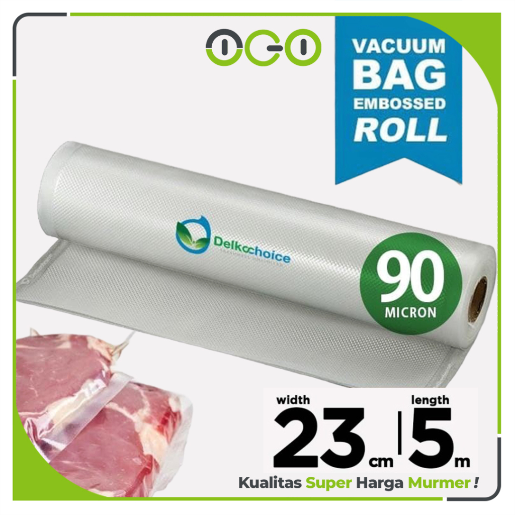 Vacuum EMBOSSED ROLL 23cm x 5 meter BENING  Plastik Vakum Makanan Vacum Bag Sealer  - Delkochoice