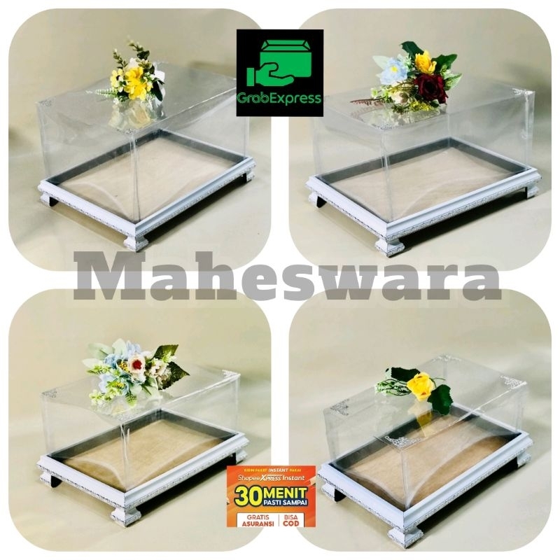 

Box seserahan pernikahan PUTIH SILVER bahan frame fiber 1set isi4 (XL,L,M,S)+MIKA | tinggi fiber 3CM