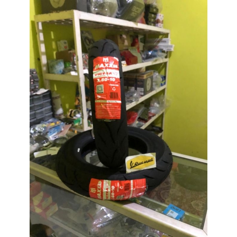 Ban Luar vespa original Maxxis Victra CT ukuran 350-10 Ring 10 R10 Ban Vespa Maxxis Ban Tubeless tub