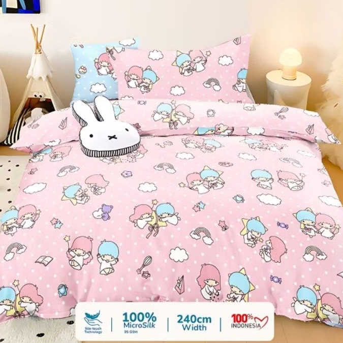 Sprei anti geser anak Lts cloudy sprei anak little twin star ukuran lengkap sprei 90x200 sprei 100x2