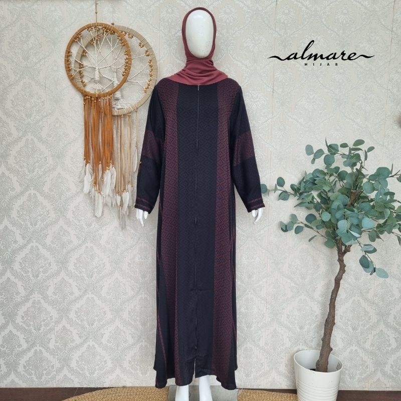 Mix Match Gamis Hitam Pink
