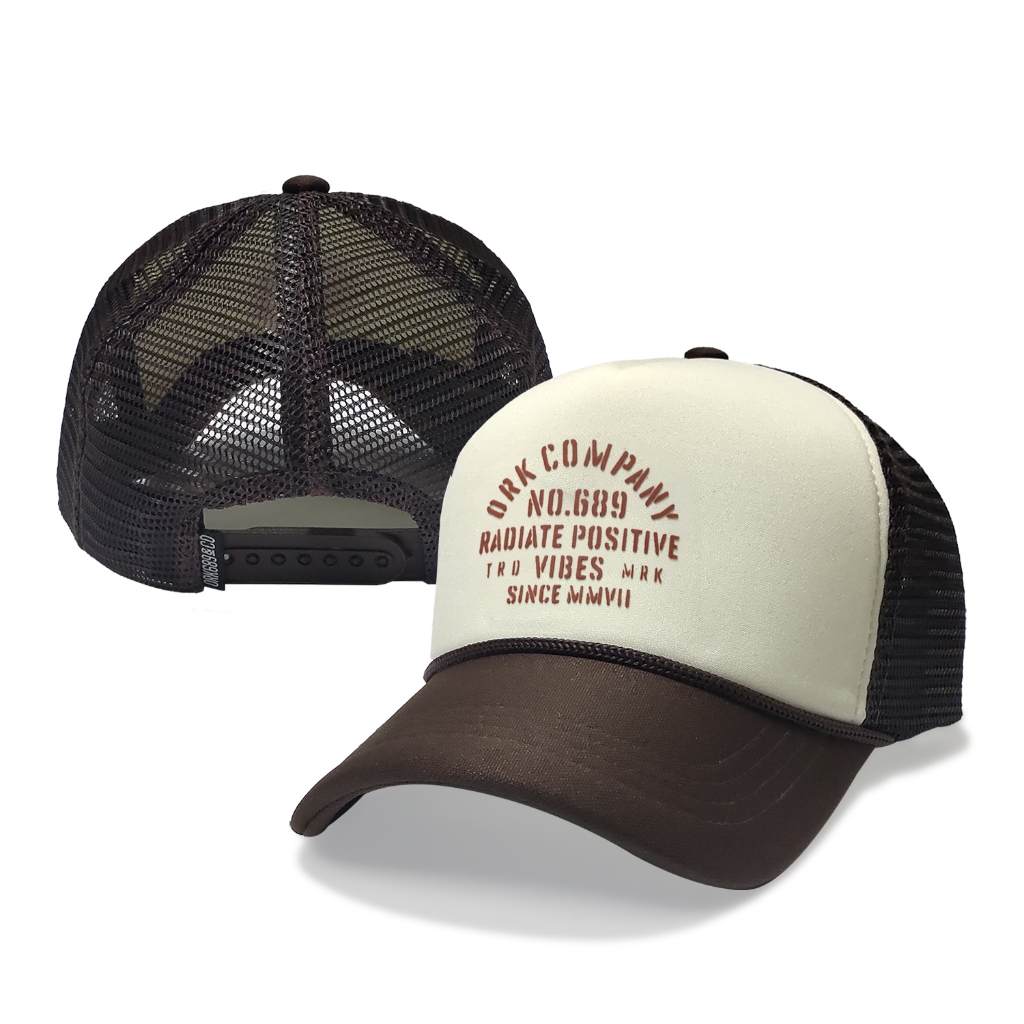 ORK689 Topi Pria Distro Original Premium Baseball Trucker Hat No689 Cream Brown