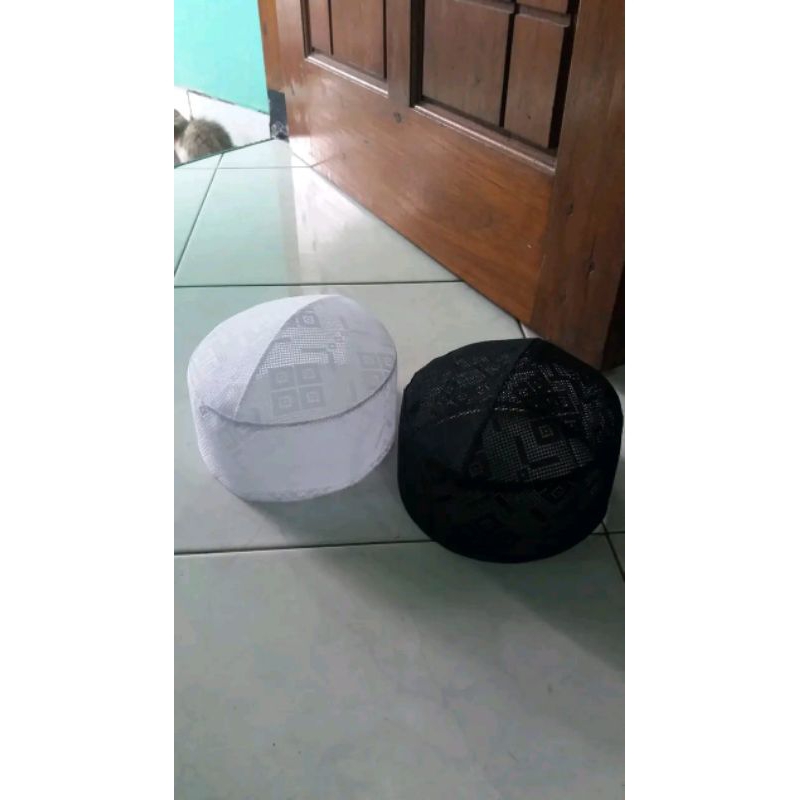 Peci Kopiah full Jaring motif random anak dewasa Kopeah Jaring Putih Dan Hitam, Peci Haji Kopeah San