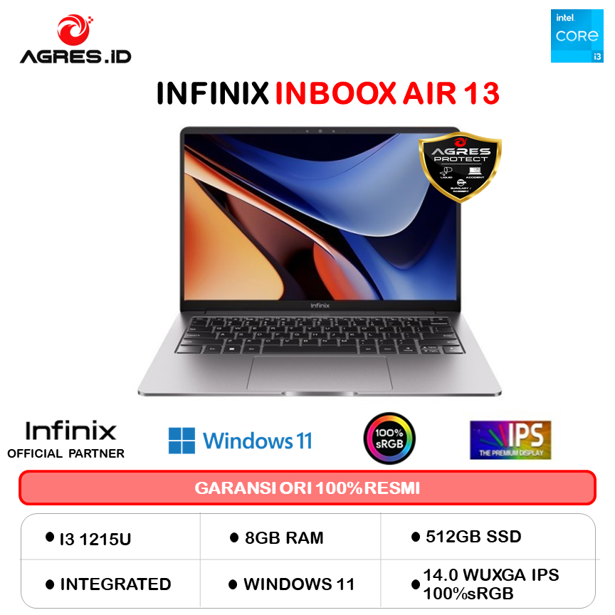 INFINIX INBOOX AIR I3 1215U 8GB 512GB W11+OHS 14.0WUXGA IPS 100SRGB GREY