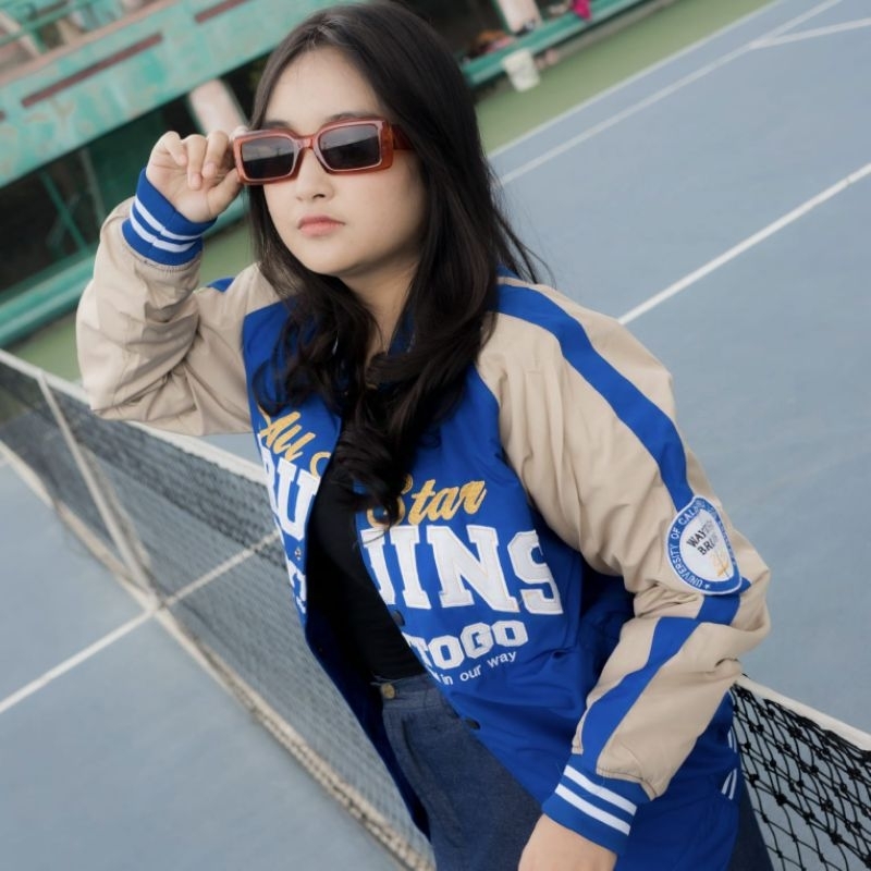 Jaket Basket UCLA BRUINS Varsity Bomber Pria Wanita Warna Kombinasi Keren Terbaru Kekinian - Akar Of