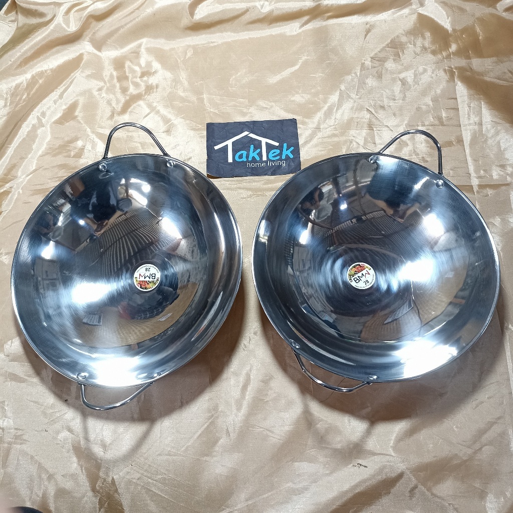 WAJAN NO 28 STAINLESS STEEL BMW KUALI PENGGORENGAN KIRCHEN WARE WOK PAN KATEL BAR