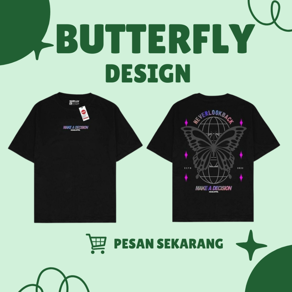 Promo Kaos Butterlfy Ngab Kaos Distro Kaos Oblong Sablon Kaos Keren Pria Wanita
