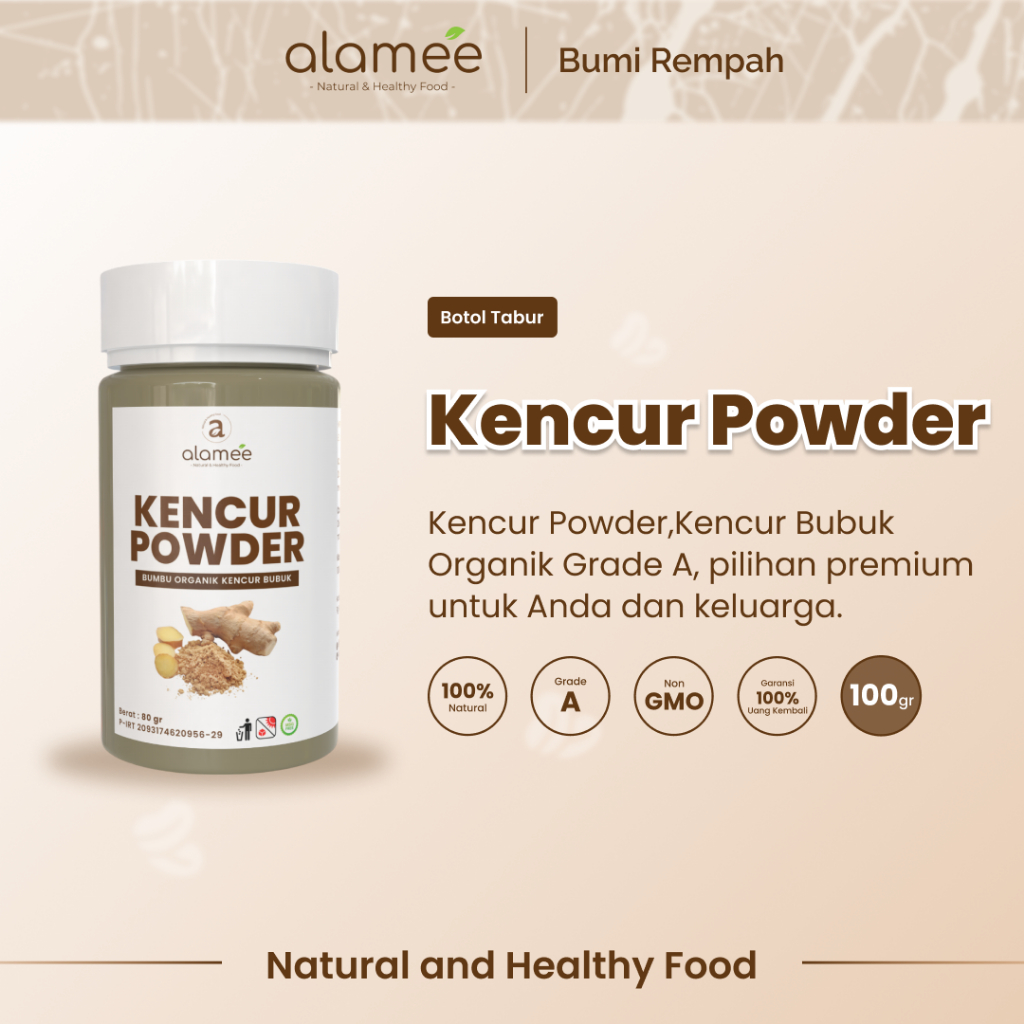 

ALAMEE Kencur Bubuk Bumbu Dapur Organik Murni Asli Tanpa Campuran Seasoning Powder Spice 80g