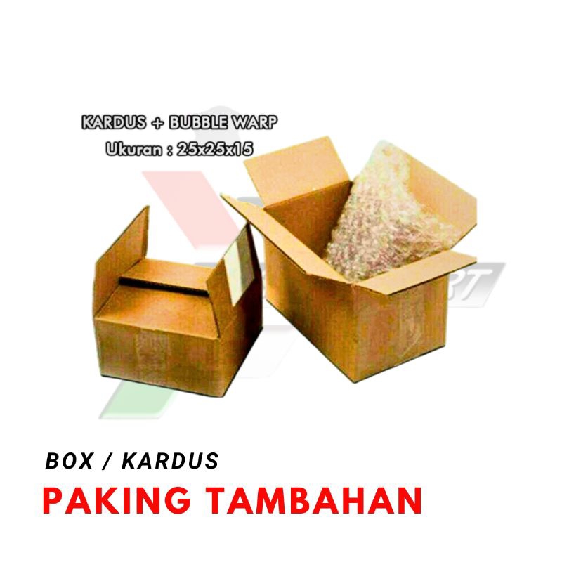 

Packing Box Kardus Tambahan + Buble Warp Ukuran Kardus 25x25x15 Kardus Baru Bukan Bekas