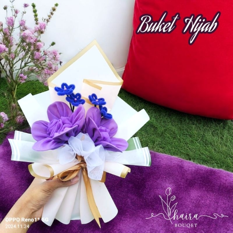 Buket Hijab Model Bunga, Buket Kado Wisuda, Kado Ulang tahun pasangan