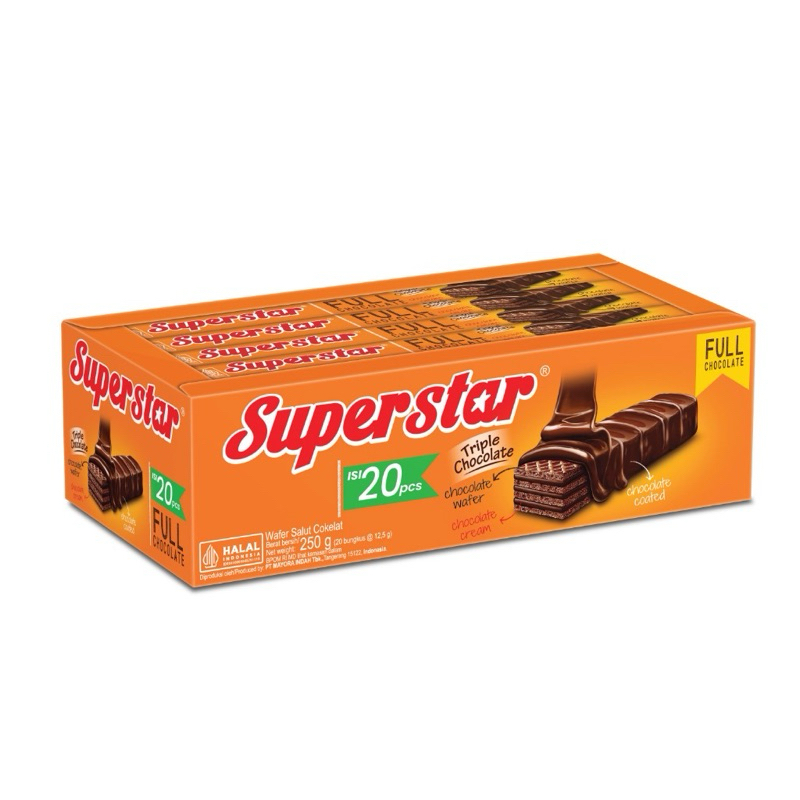 

SUPERSTAR WAFER FULL CHOCOLATE ISI 20 PCS