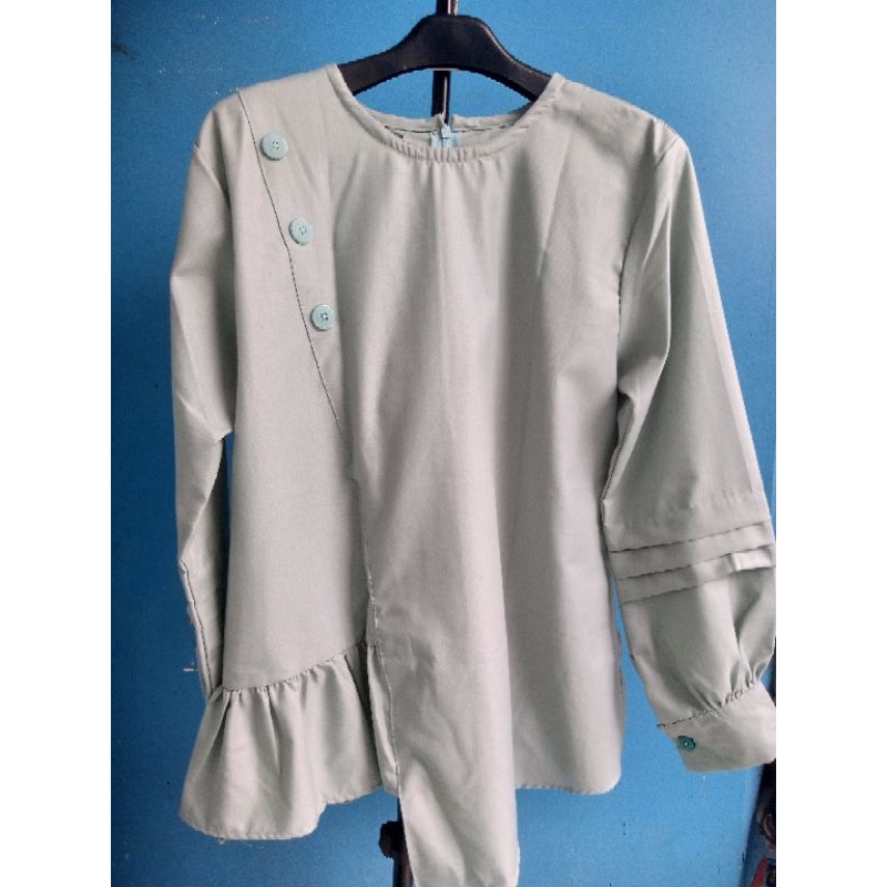 blouse wanita hijau turquoise - atasan wanita hijau tosca