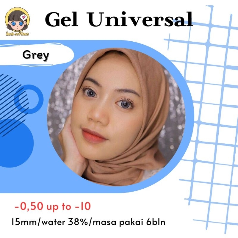 SOFTLENS GEL UNIVERSAL GREY NORMAL & MINUS [-0.50 s/d -10] DIAMETER 15MM