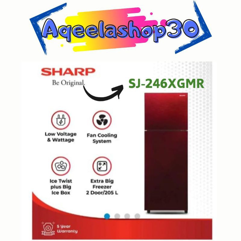 SHARP KULKAS 2 PINTU SJ-246XGMR LEMARI ES SHARP SJ 246