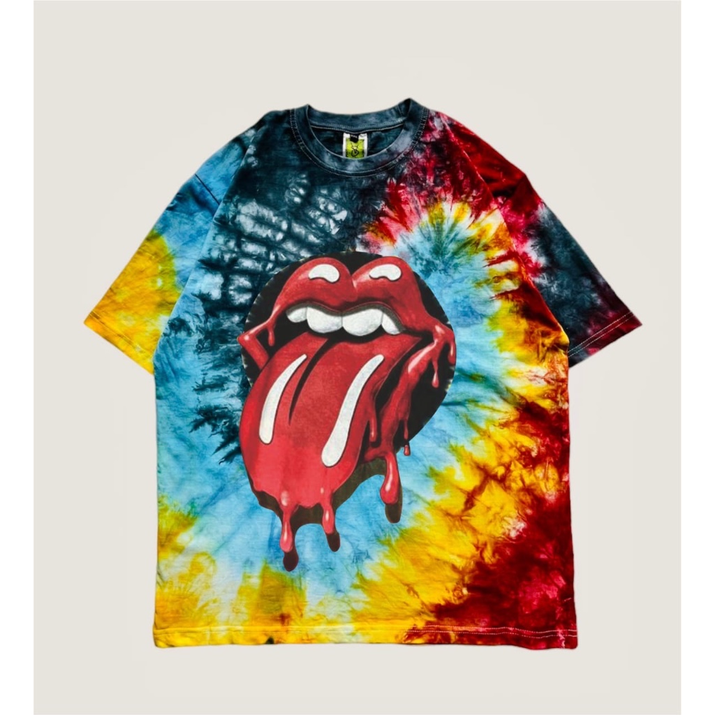 Dianoise Baju Kaos Tshirt Distro Band Rolling stones Tie Dye Cotton 24s Pria Wanita Oversize