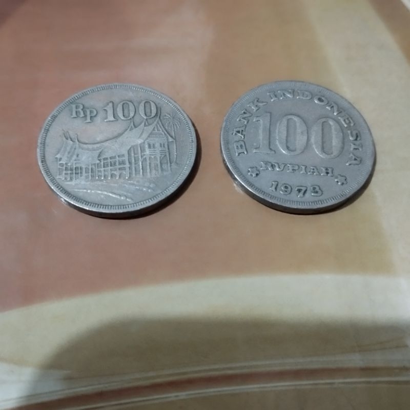 uang koin kuno lama 100 Rupiah 1973 Rumah Gadang