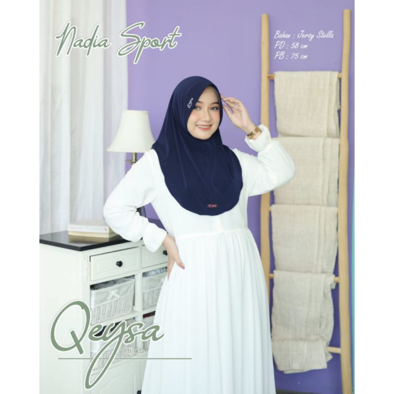 Qeysa Hijab / Nadia Sport / Bahan Jersey Stella / Hijab Sport
